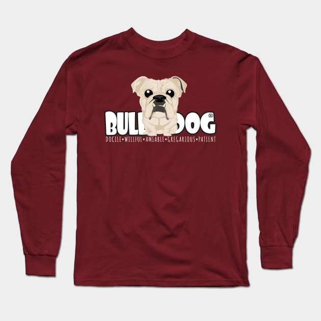 Bulldog (Fawn)- DGBigHead Long Sleeve T-Shirt by DoggyGraphics